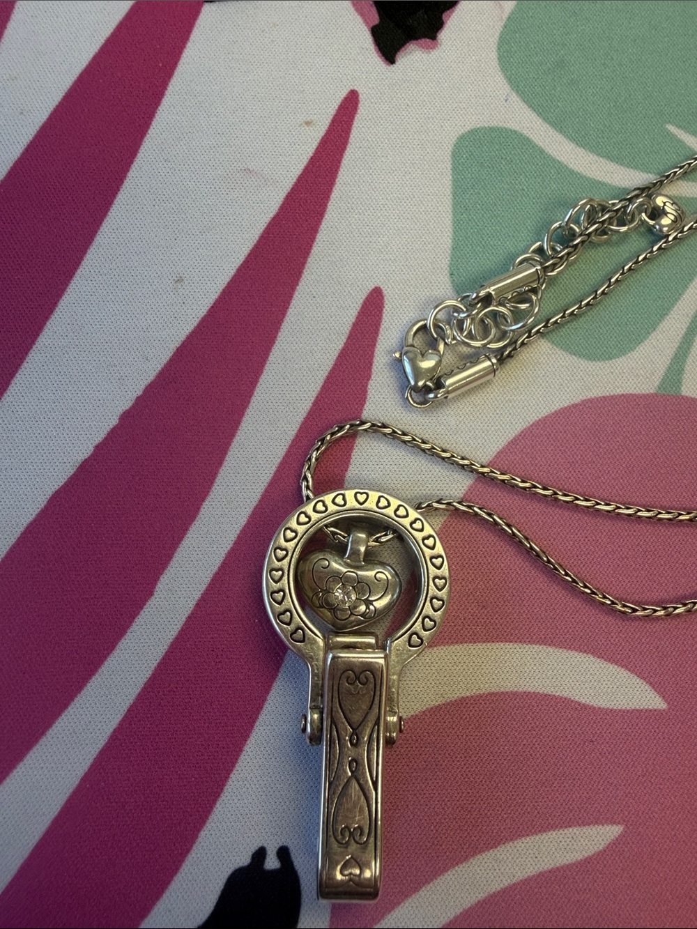Brighton Silver-Tone Heart Clip Locket Necklace